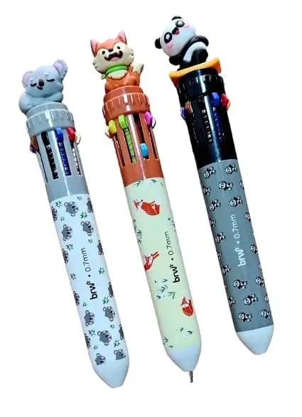 Lapicera Bolígrafo Multicolor 10 Colores Animales BRW
