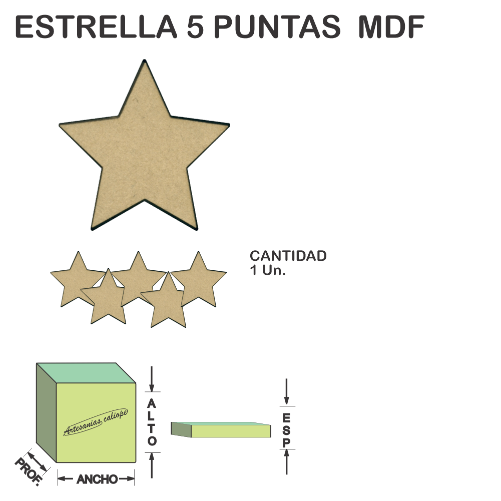 Figura Estrella 5 Puntas Base Fibrofacil Mdf Laser - 1 un