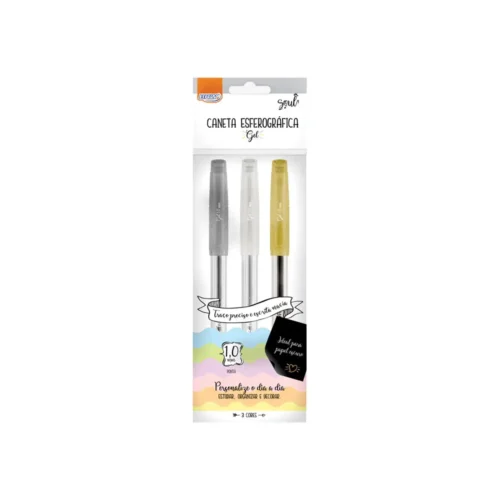 Lapicera Roller Gel Dorado - Plateado - Blanco BRW