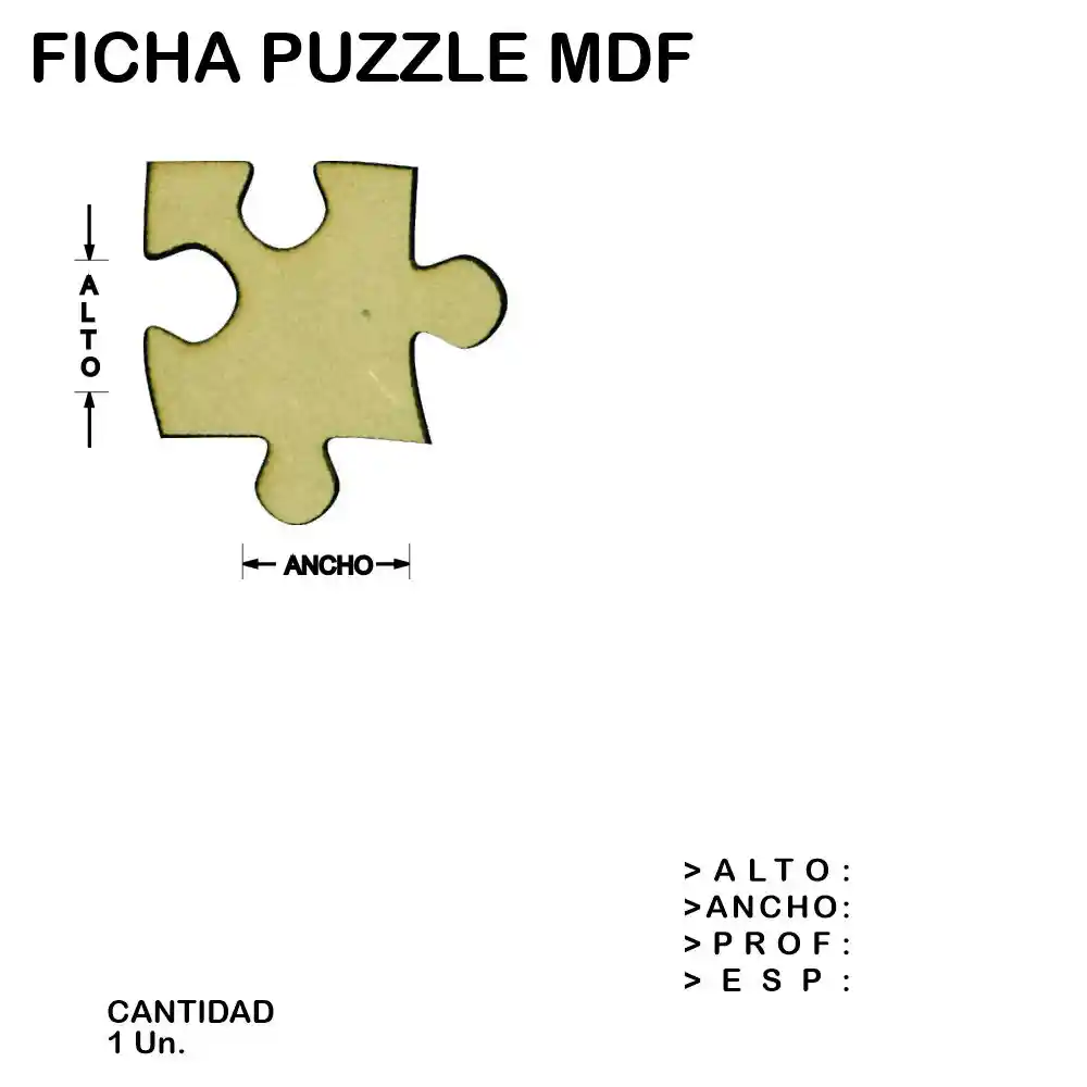 Ficha Puzzle Fibrofacil Mdf Figura Laser - 1 un