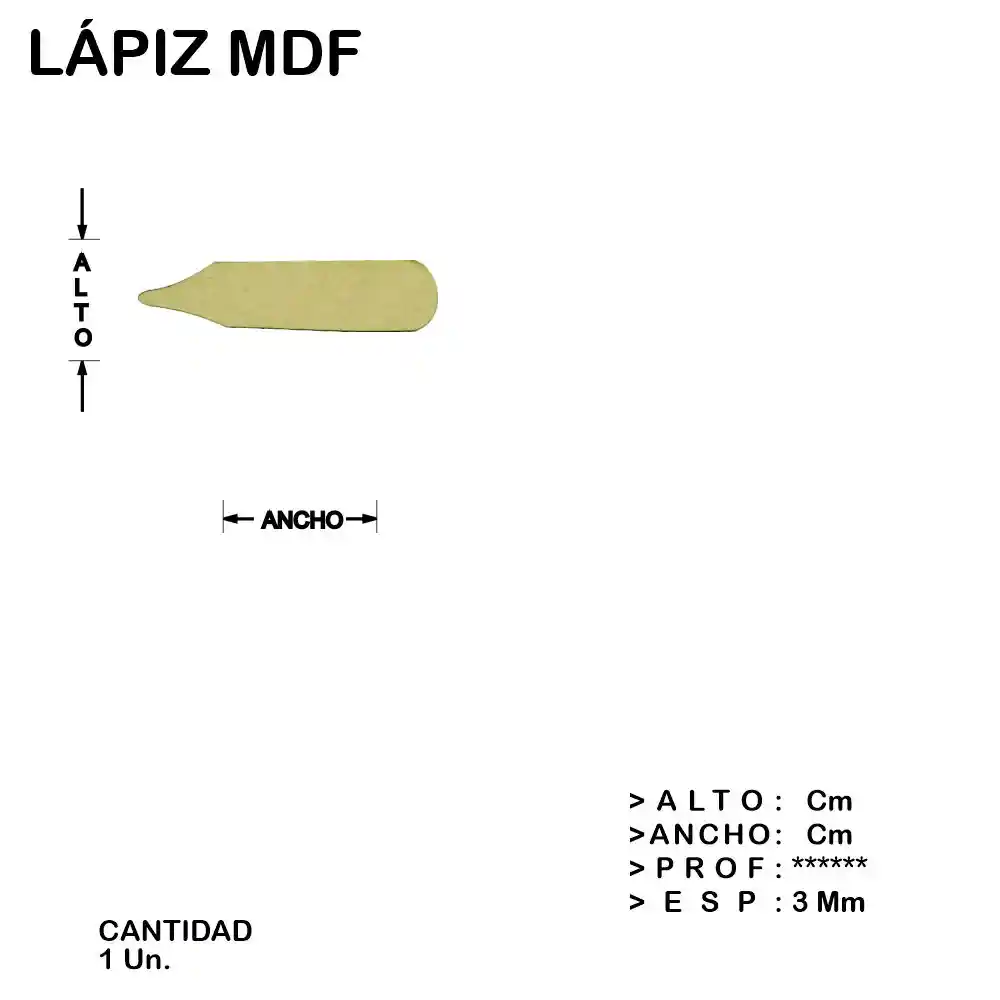 Lapiz Fibrofacil Mdf Figura Laser - 1 un