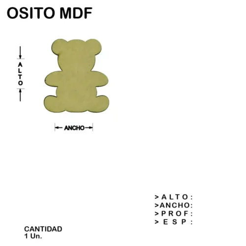 Osito Fibrofacil Mdf Figura Laser - 1 un