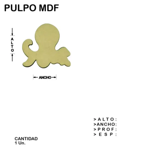 Pulpo Fibrofacil Mdf Figura Laser - 1 un