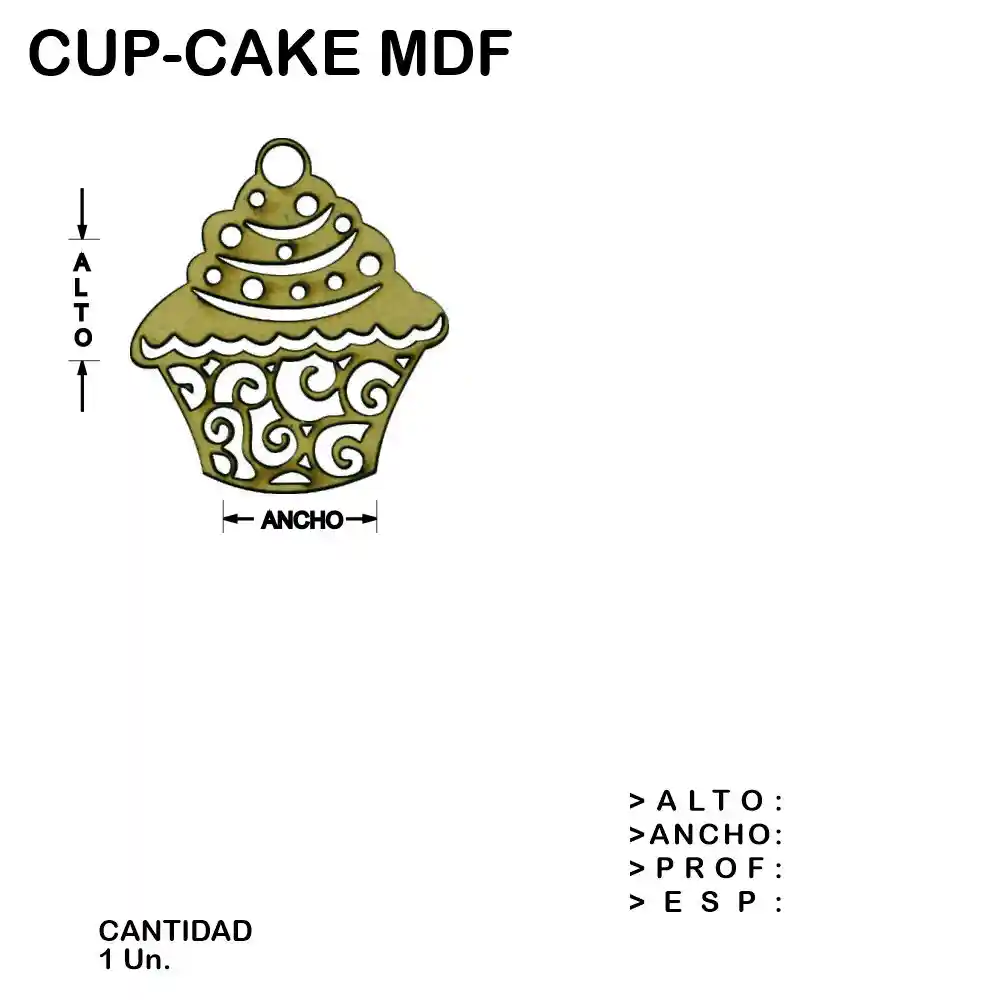 Cup-Cake Fibrofacil Mdf Figura Laser - 1 un