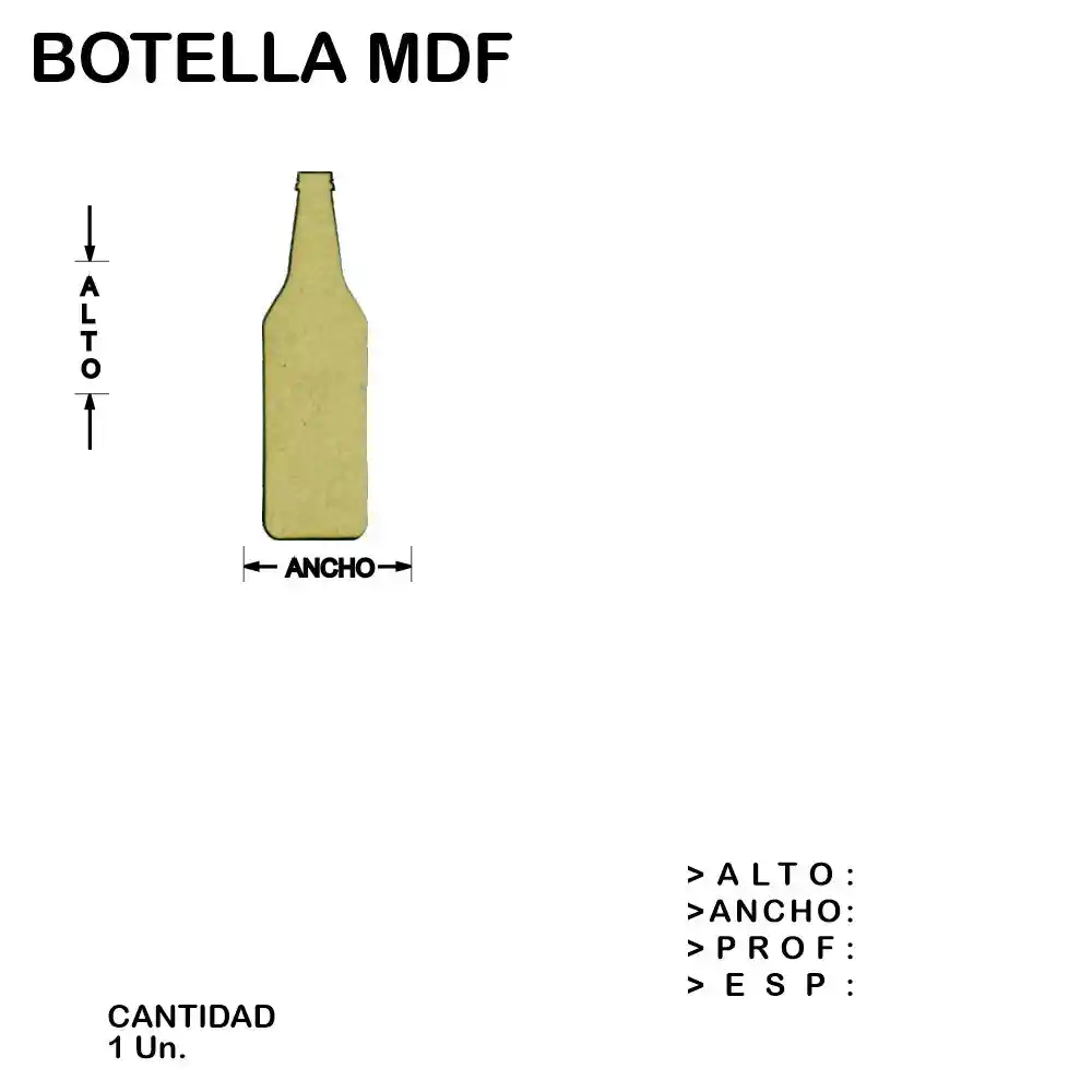 Botella Fibrofacil Mdf Figura Laser - 1 un