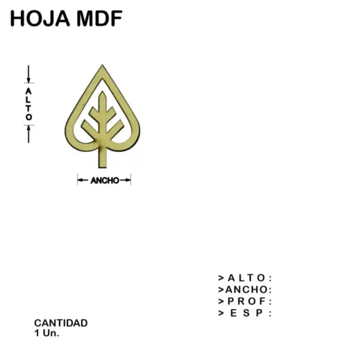 Figura Hoja Base Fibrofacil Mdf Laser - 1 un