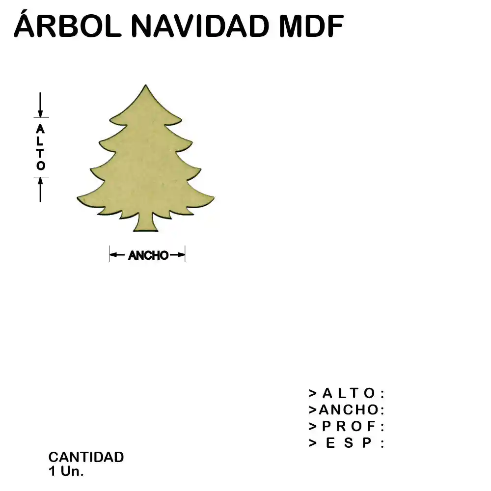 Arbol Navidad Fibrofacil Mdf Figura Laser - 1 un