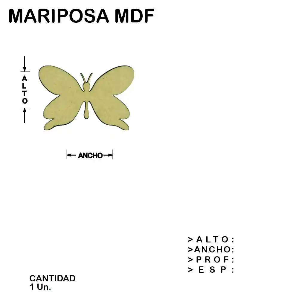 Mariposa Fibrofacil Mdf Figura Laser - 1 un