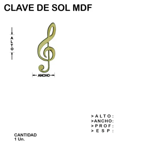 Clave De Sol Fibrofacil Mdf Figura Laser - 1 un