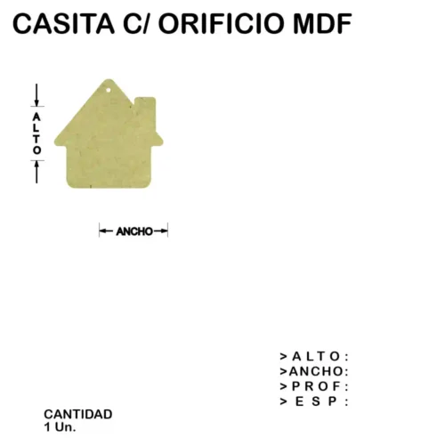 Casita Fibrofacil Mdf Figura Laser - 1 un