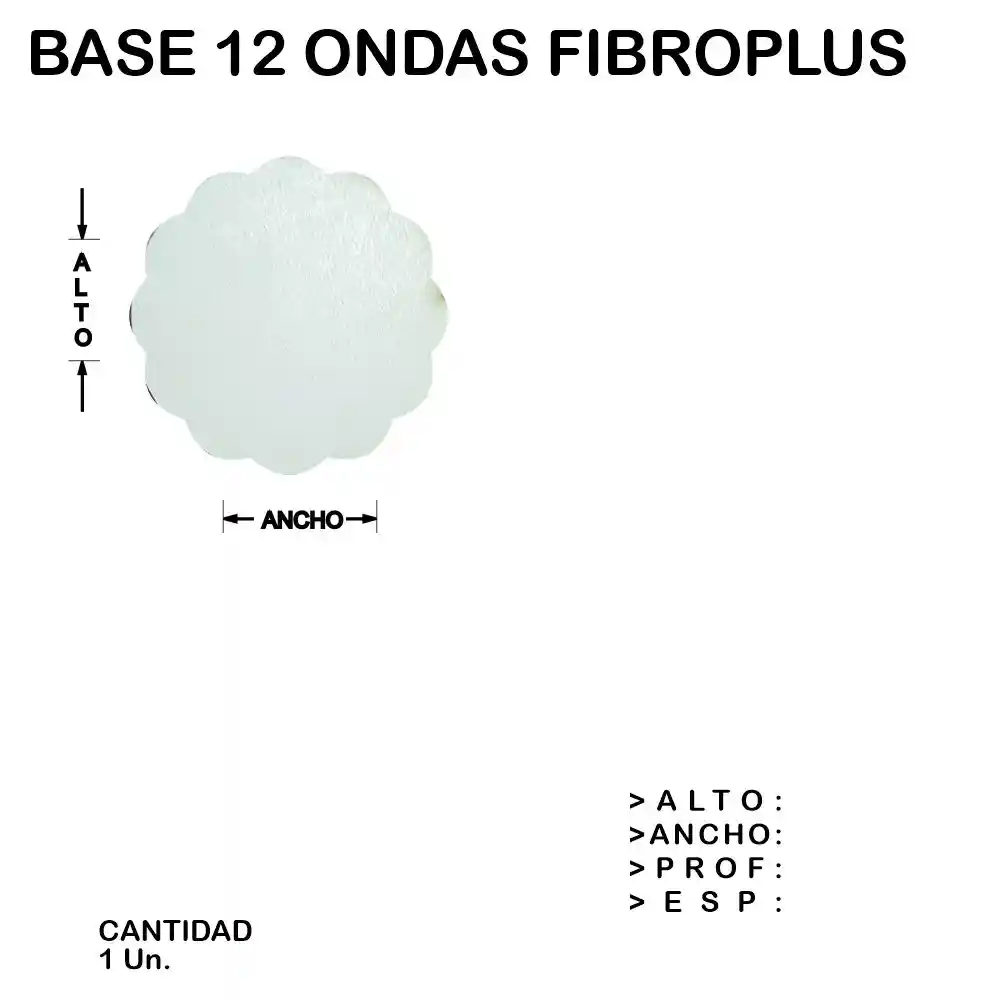 Base 12 Ondas Fibroplus Blanco Mdf Figura Laser - 1 un