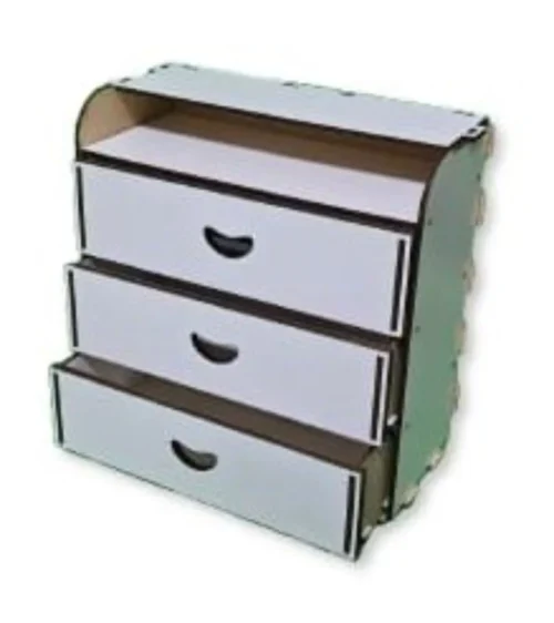Organizador Escritorio C/ 3 Cajoncitos Mdf Fibroplus Blanco