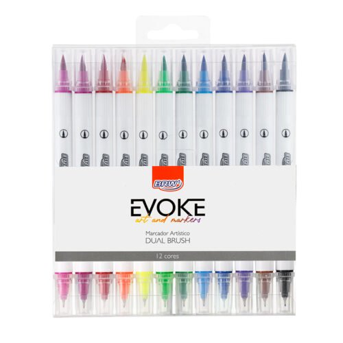 Marcador Doble Punta Pincel Brush Pen Y Microfibra x12 Brw